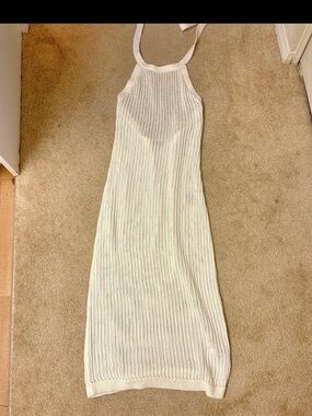 Quince Ivory Knit Halter Neck Maxi Dress ~ XS